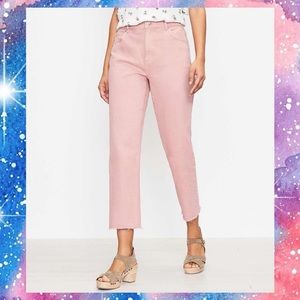 Loft frayed hem straight crop jeans in pink